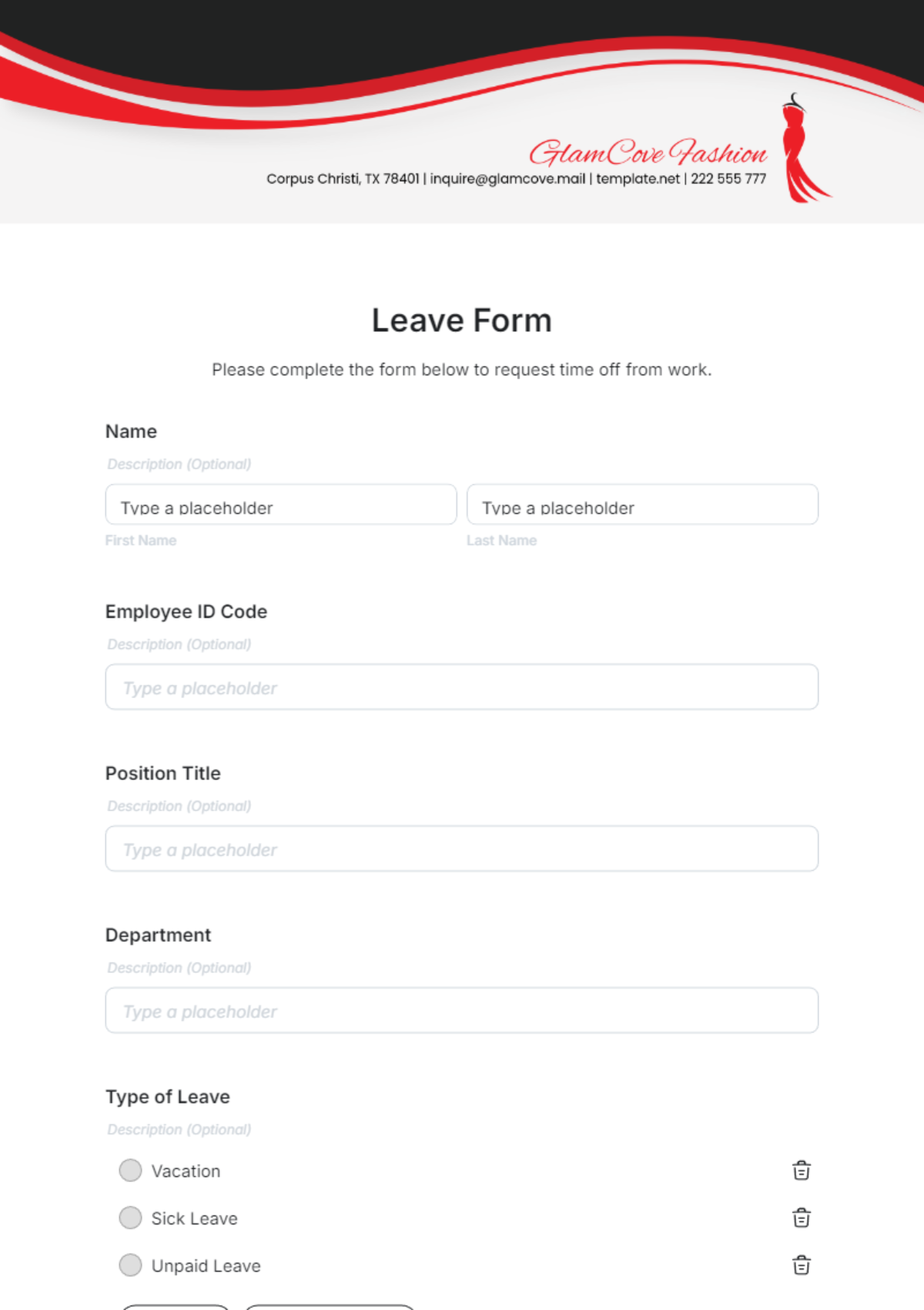 Annual Leave Form Template Word