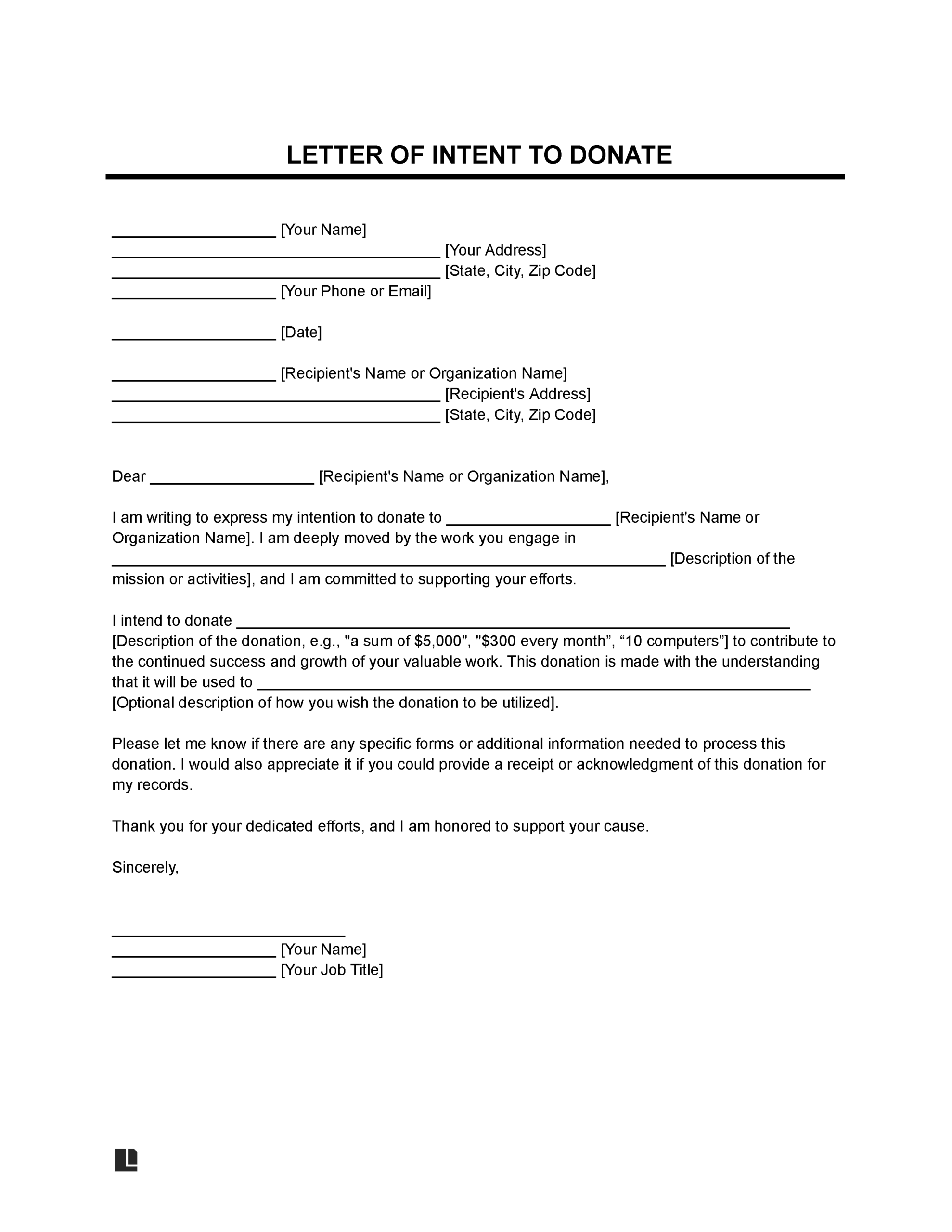 Sample Donation Form Template