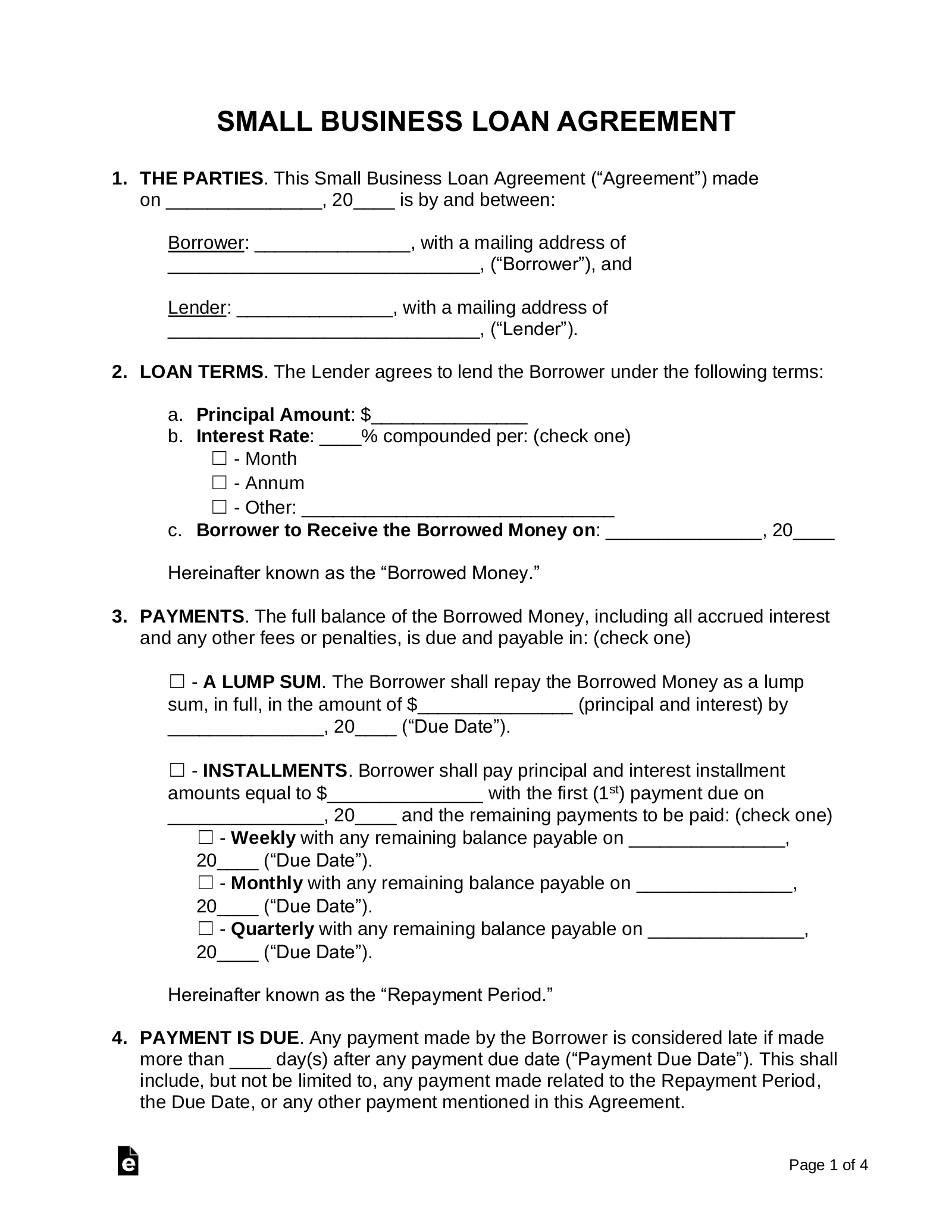 Free Loan Agreement Templates 10 PDF Word EForms