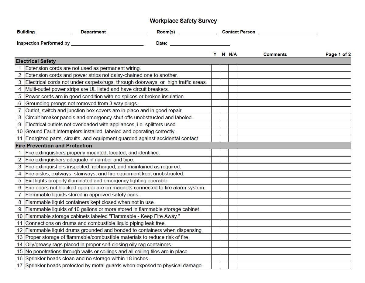 Free Manufacturing Safety Audit Checklist Template PDF 