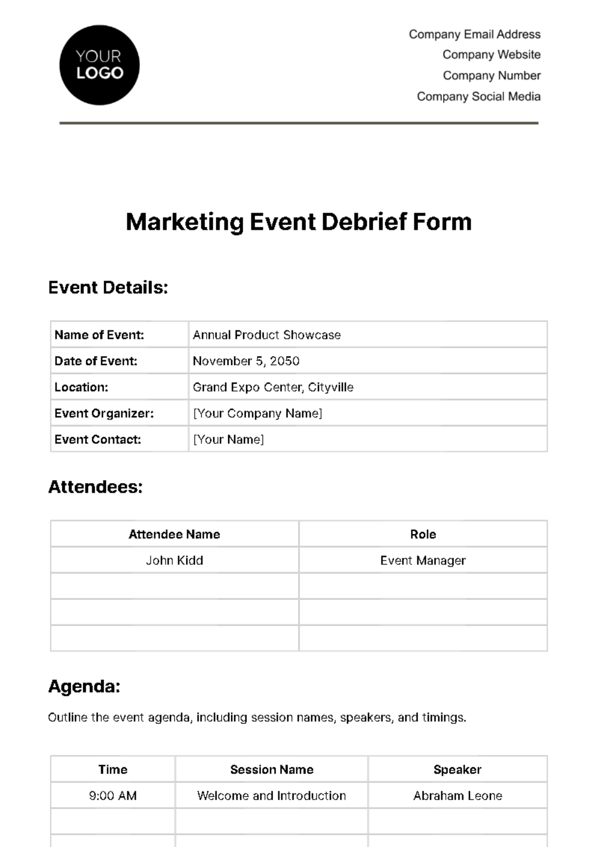 Free Marketing Event Debrief Form Template To Edit Online