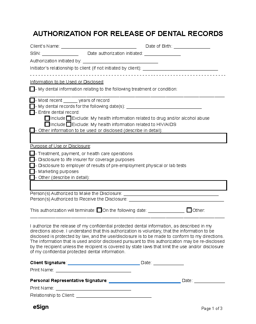 Hipaa Release Form Template