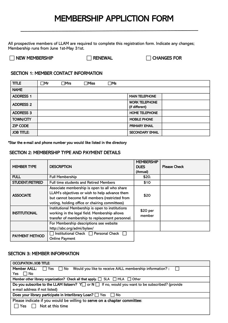 Free Membership Form Templates What To Include Examples 