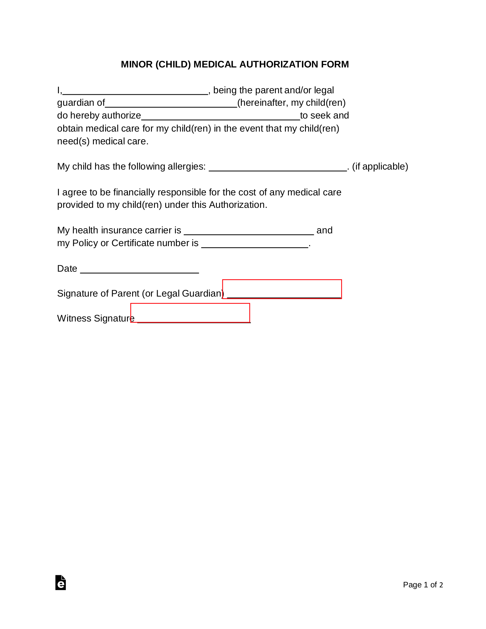 Medical Authorization Form Template