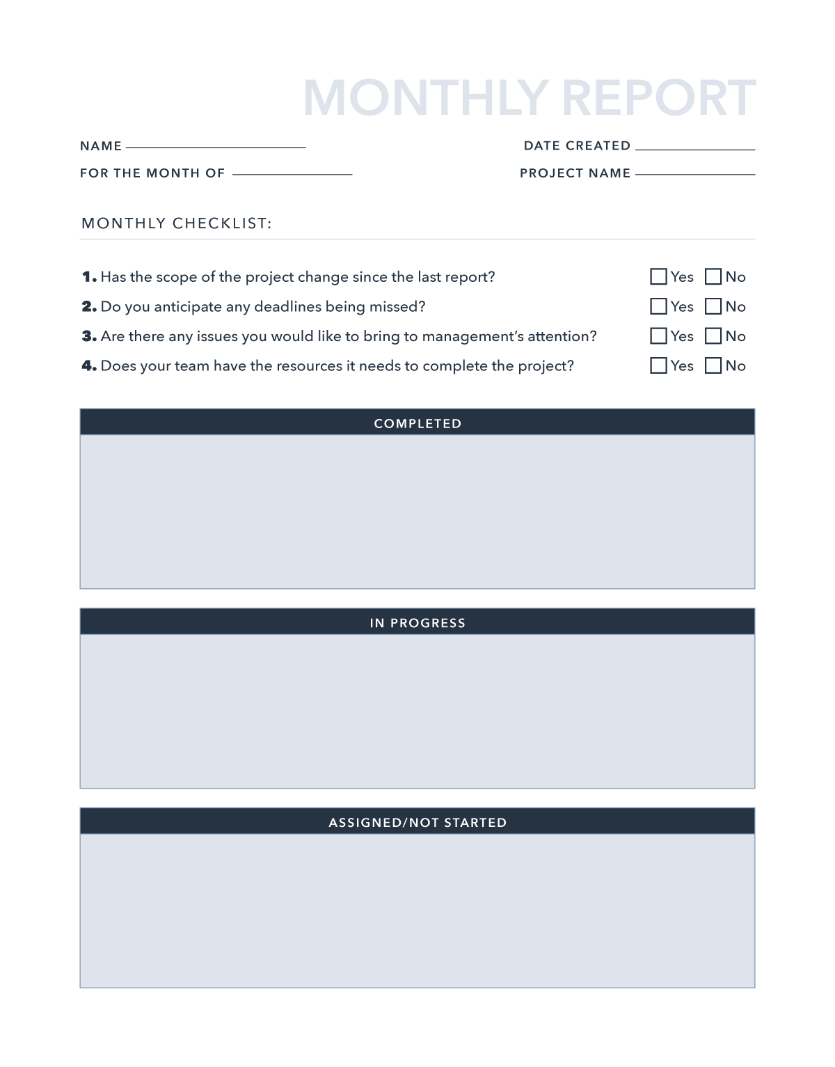 Free Monthly Report Template For Word Excel PDF Google Docs 