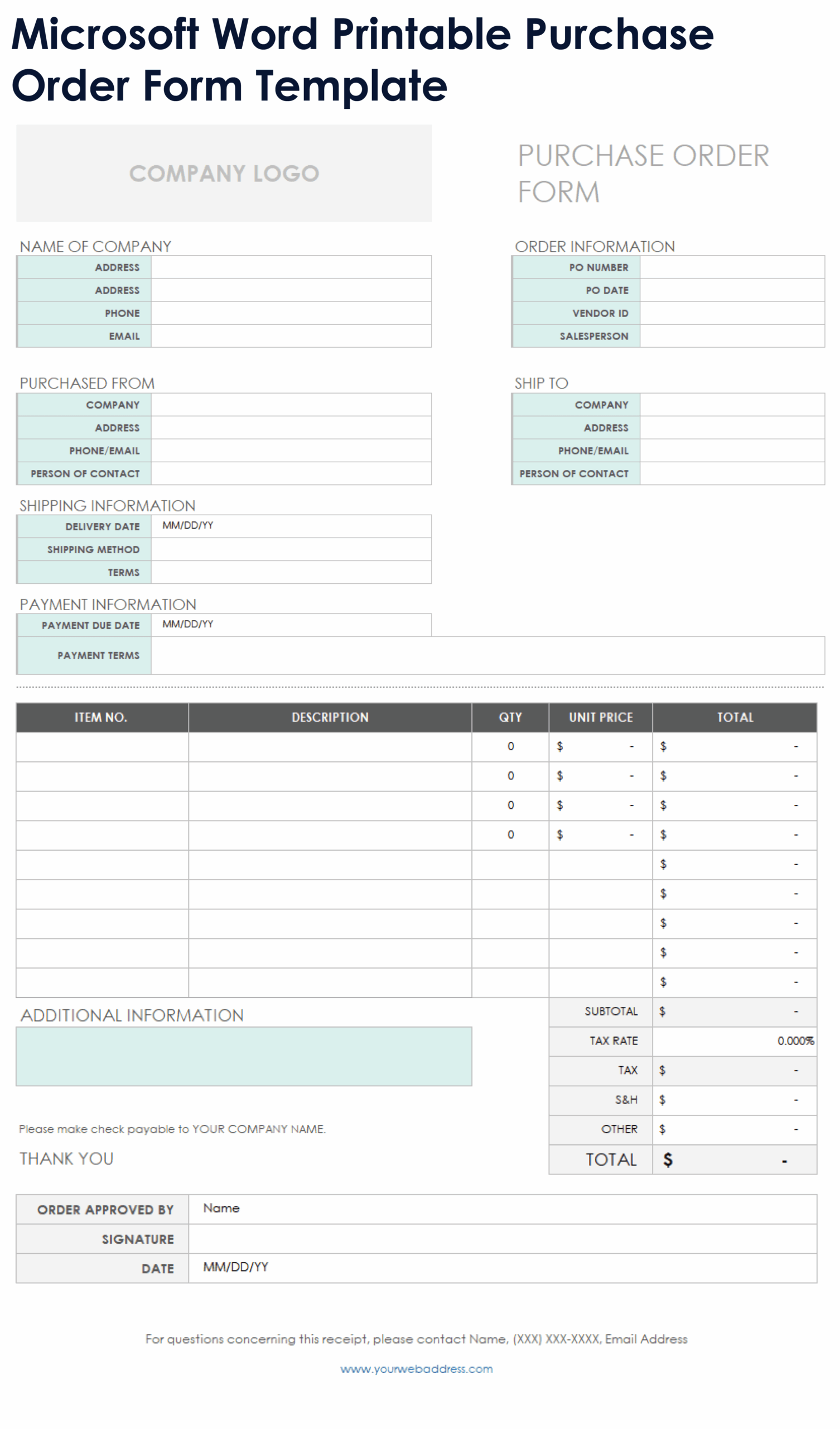 Purchase Request Form Template