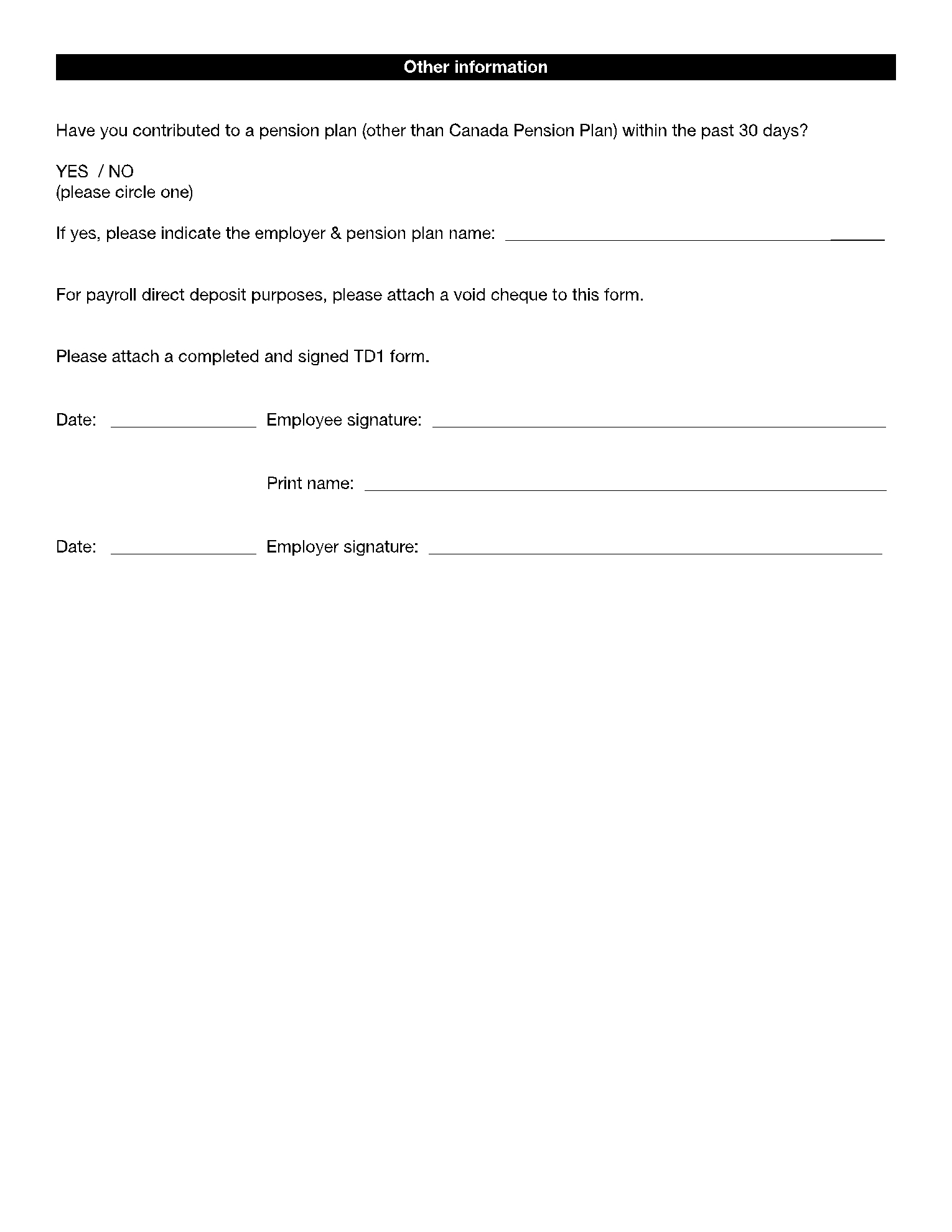 New Staff Form Template