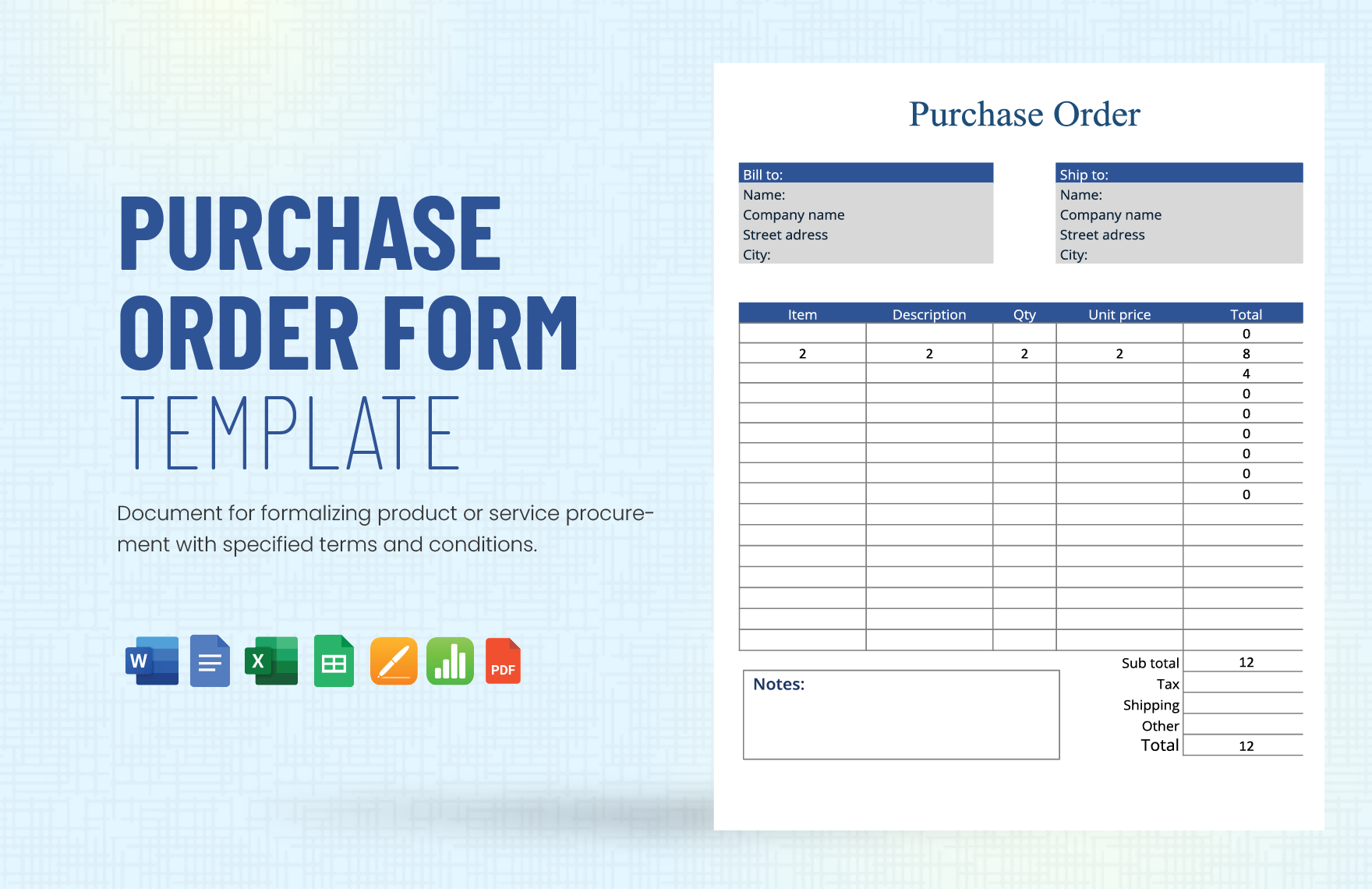 Free Order Form Templates In Excel To Download