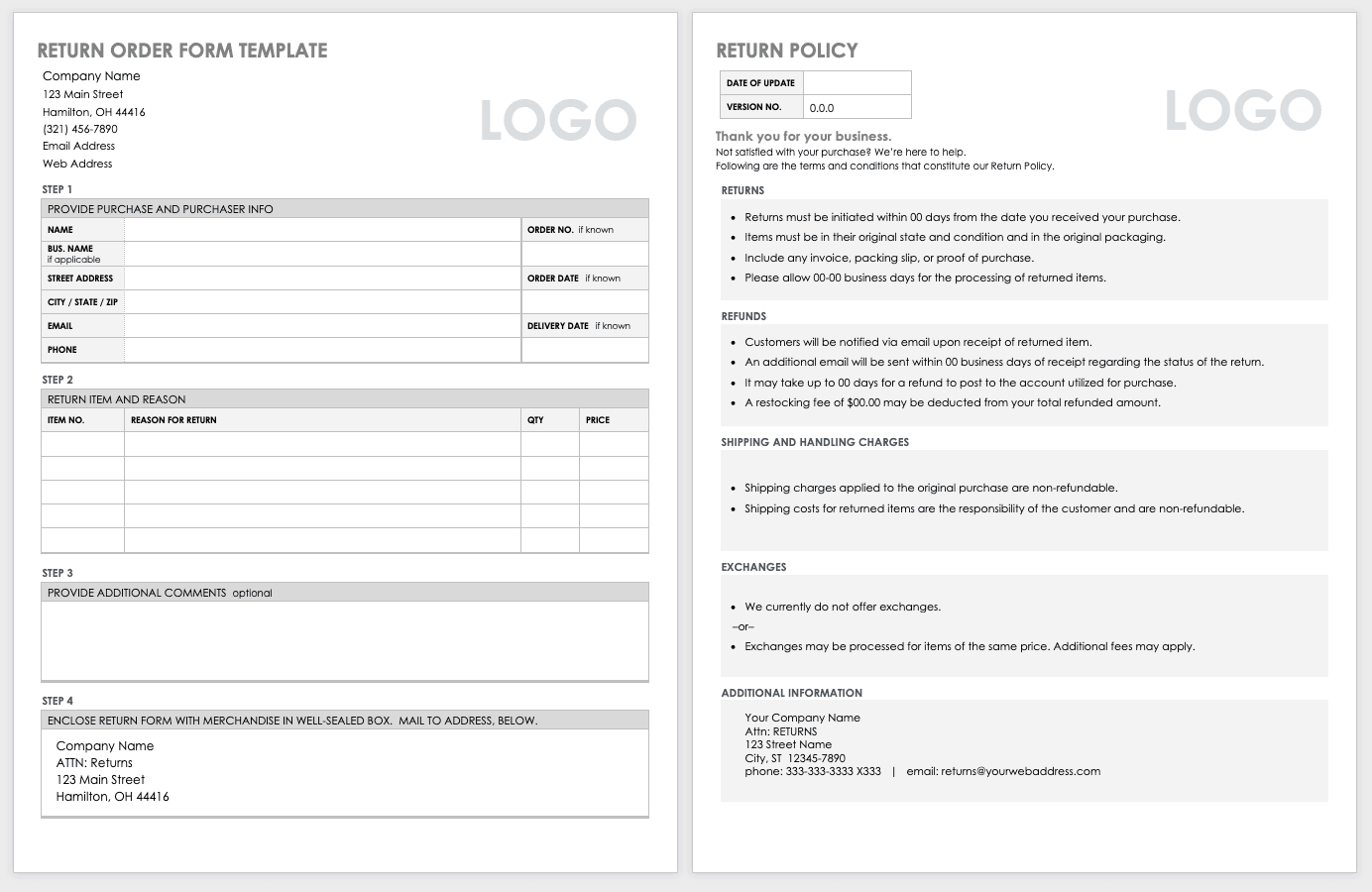 Free Sample Order Form Template
