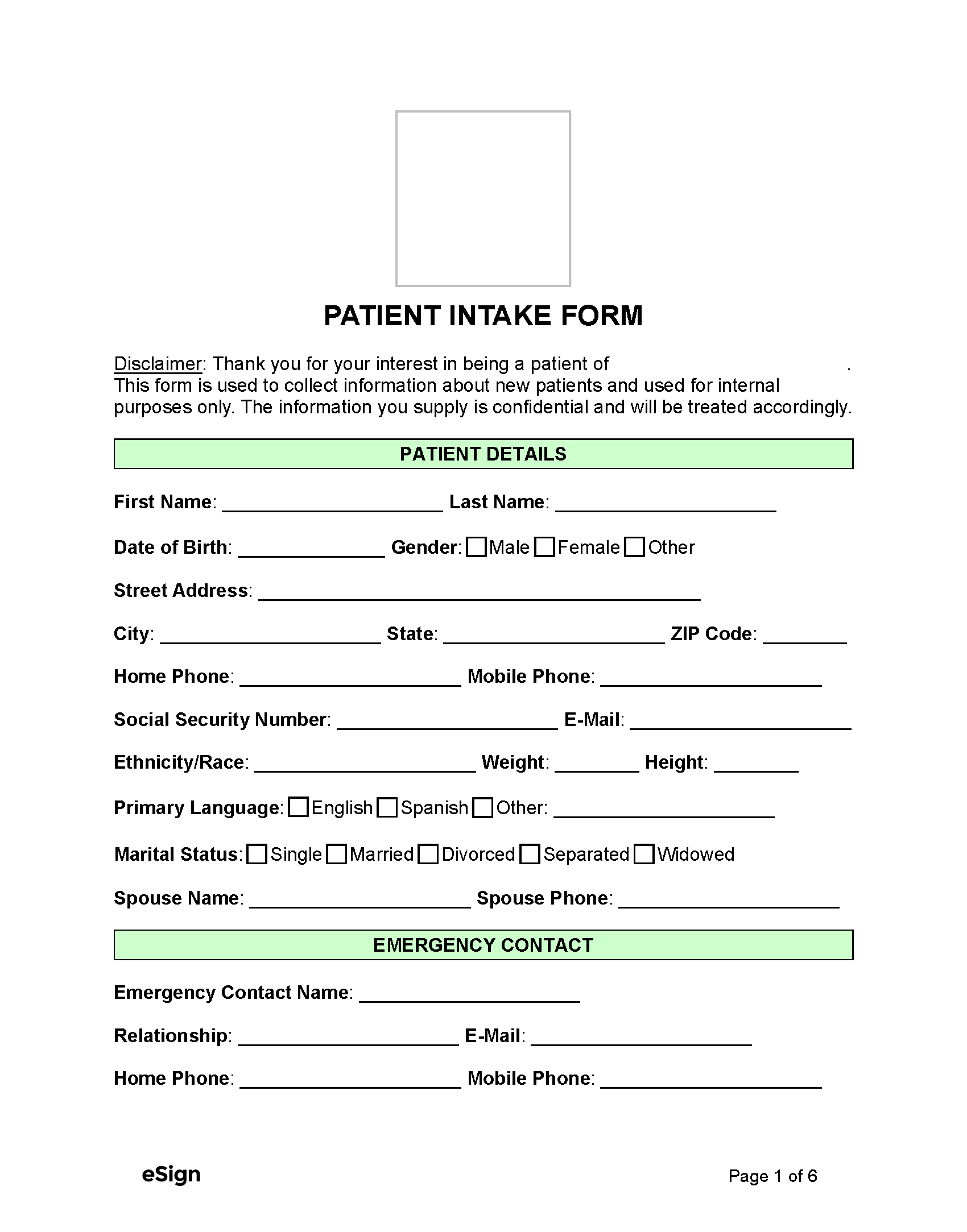 Medical Form Template