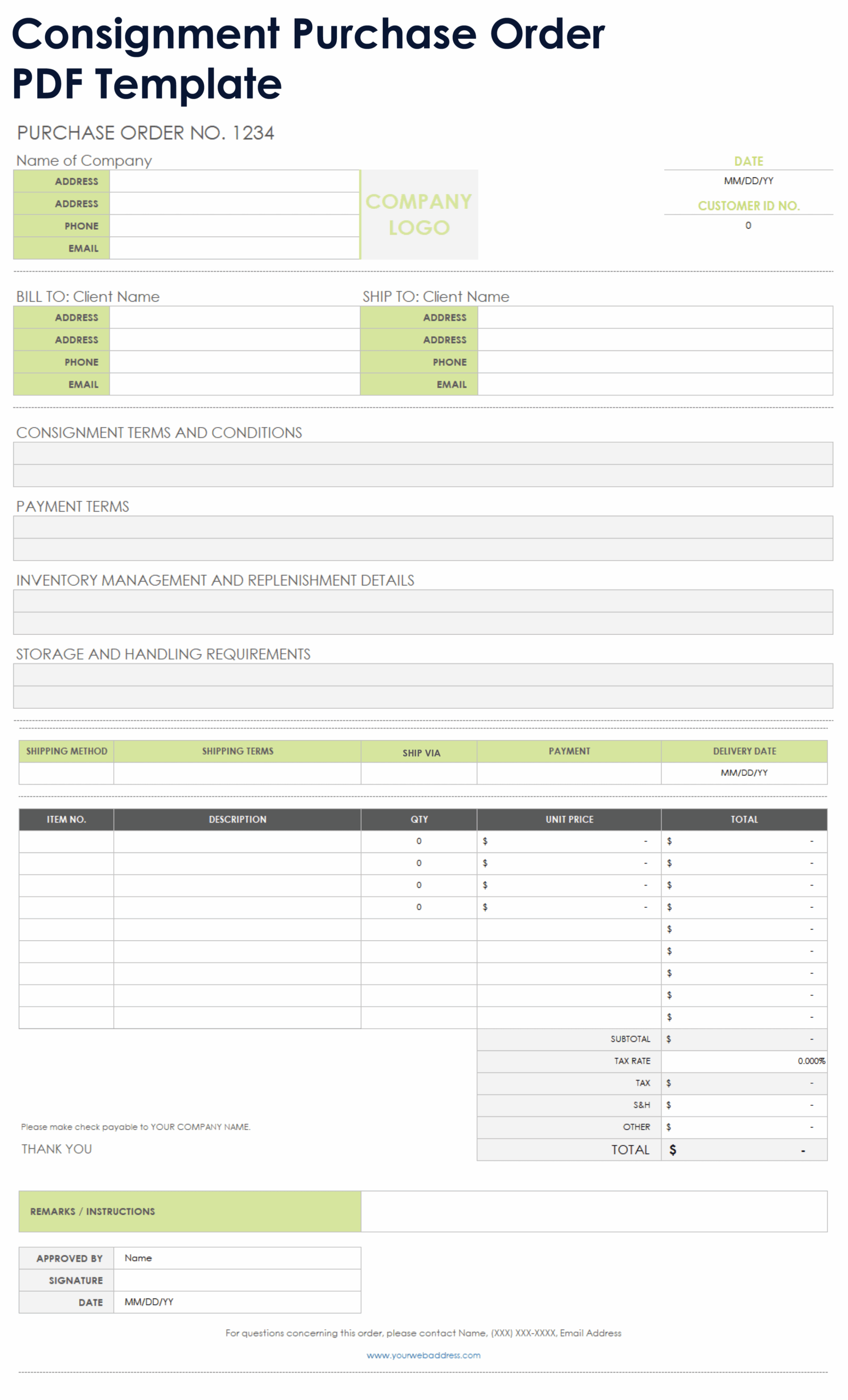 Free PDF Purchase Order Templates Forms U0026 Letters