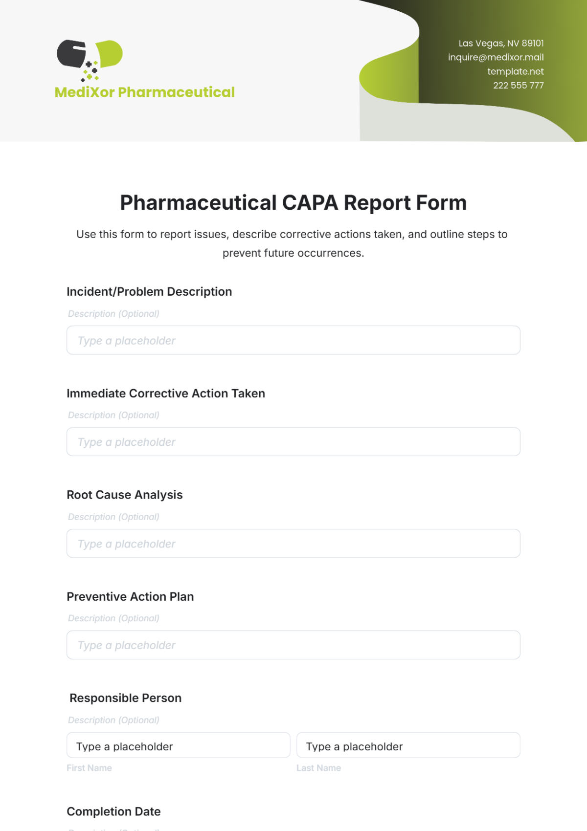 Capa Form Template