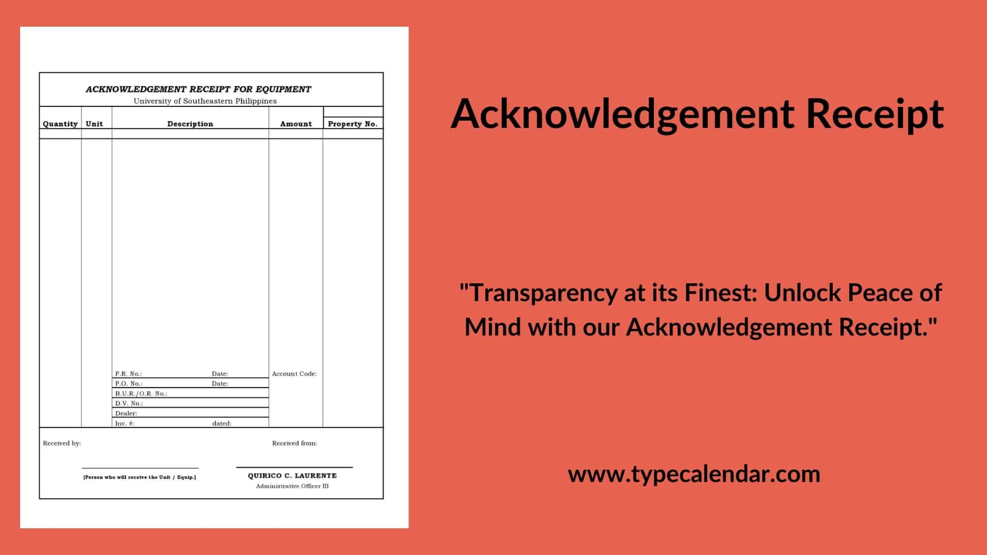 Free Printable Acknowledgement Receipt Templates Word Excel PDF 