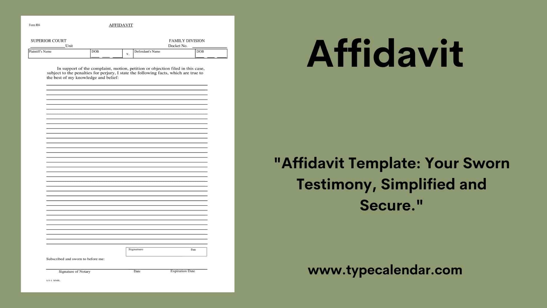 Template Affidavit Form