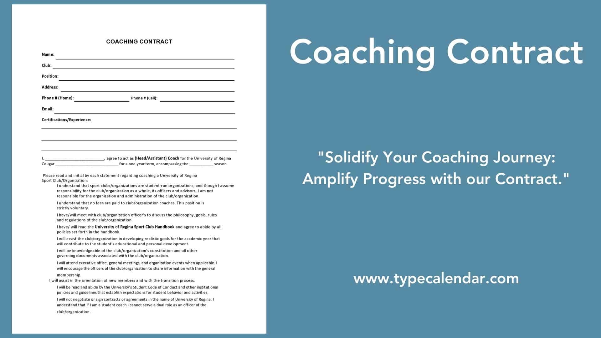 Free Printable Coaching Contract Templates Word PDF 