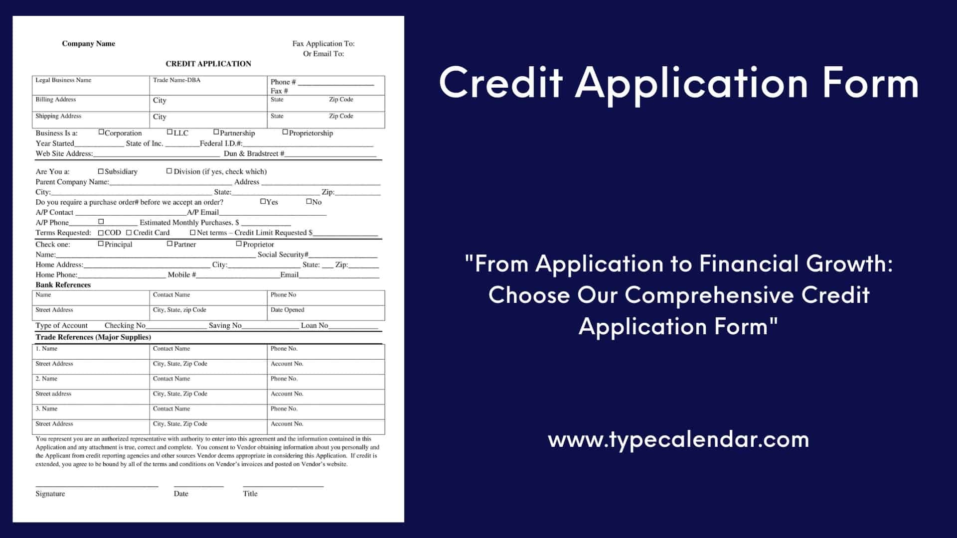 Credit Application Form Template Word