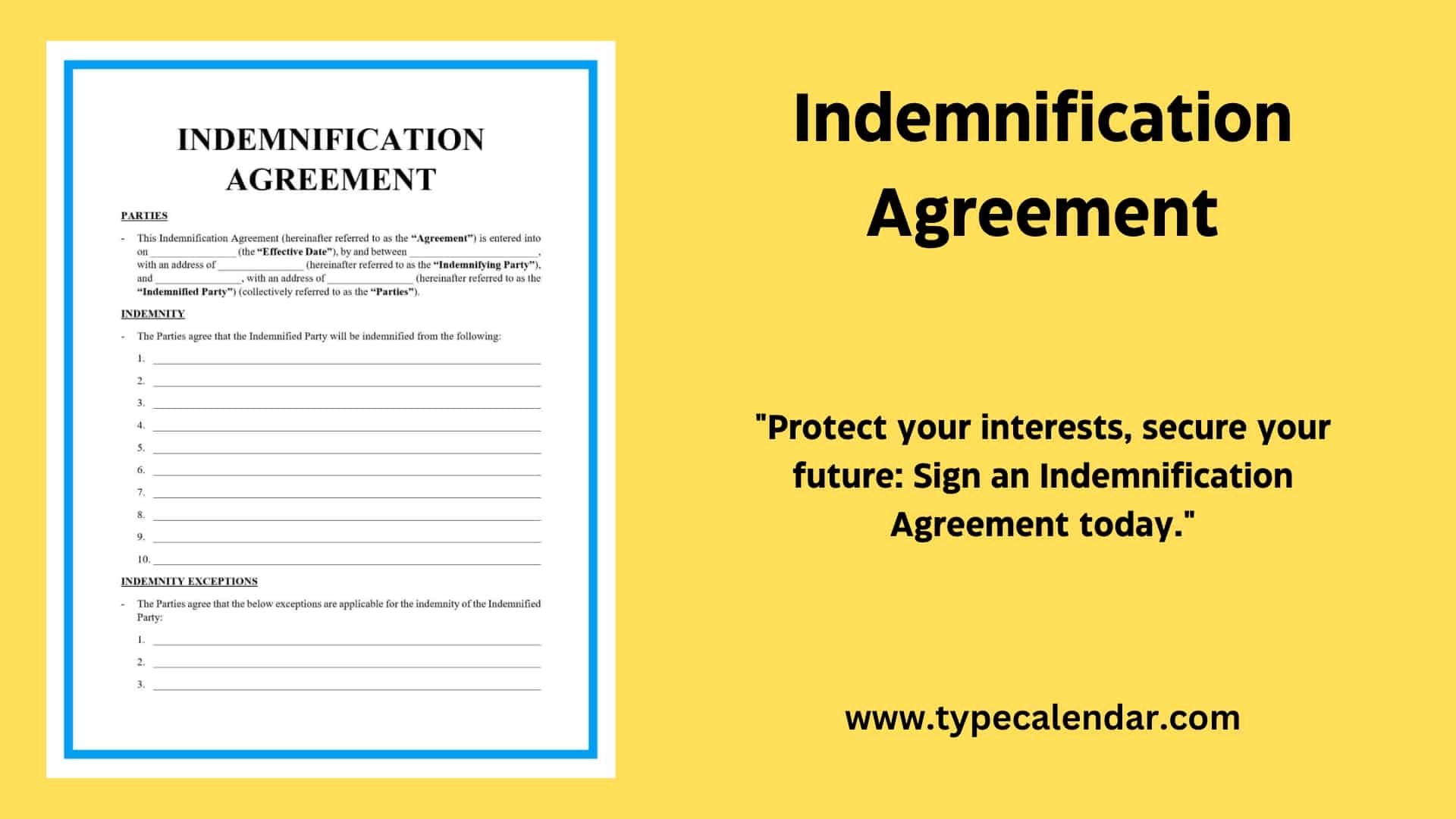 Free Printable Indemnification Agreement Templates PDF Word Hold Harmless