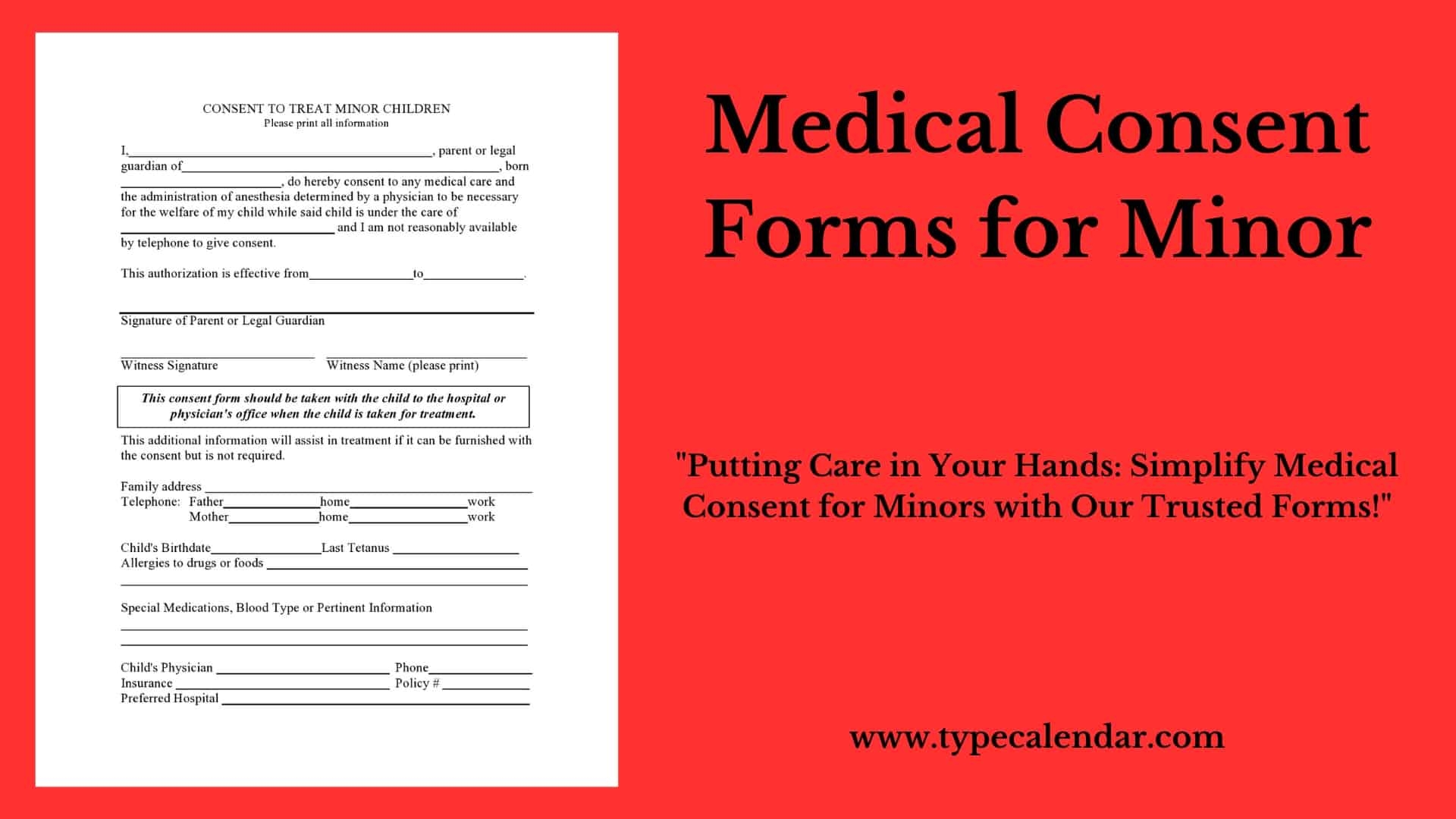Child Medical Consent Form Template
