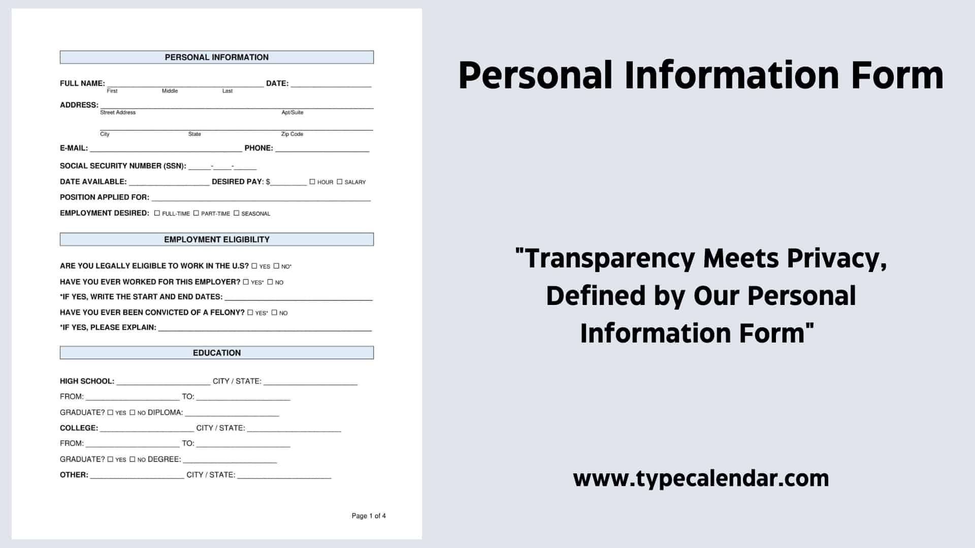 Personnel Information Form Template