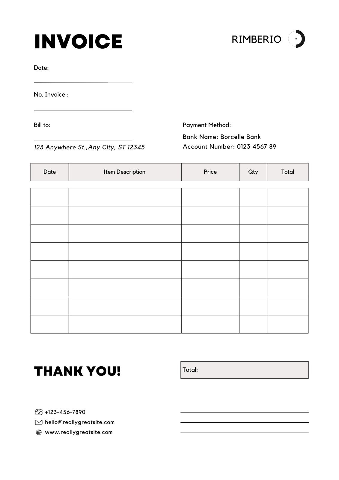 Free Invoice Form Template