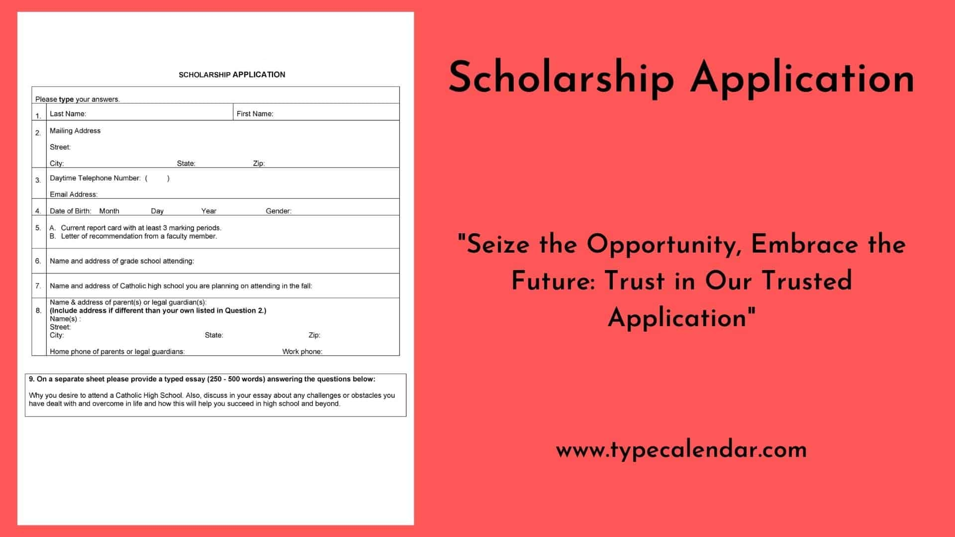Free Printable Scholarship Application Templates PDF Word 