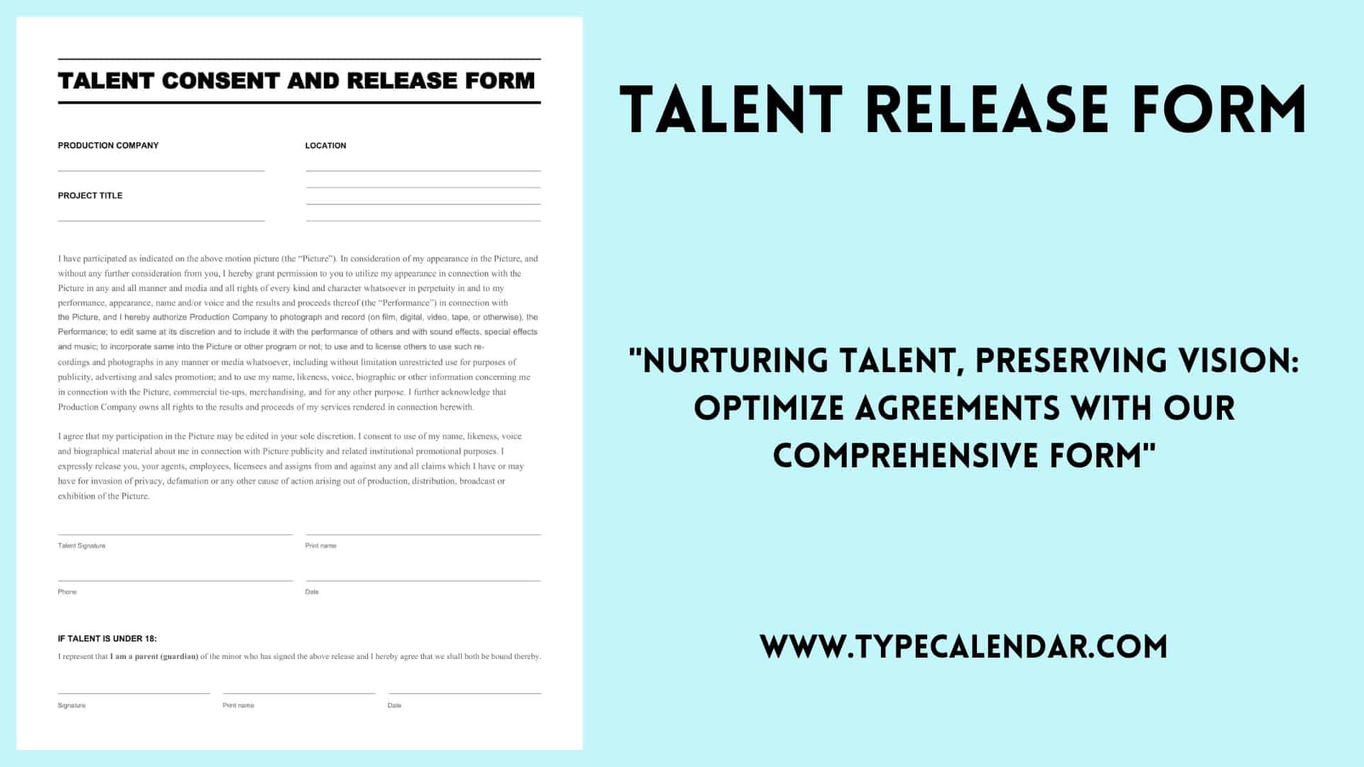 Free Printable Talent Release Form Templates PDF Word Excel 