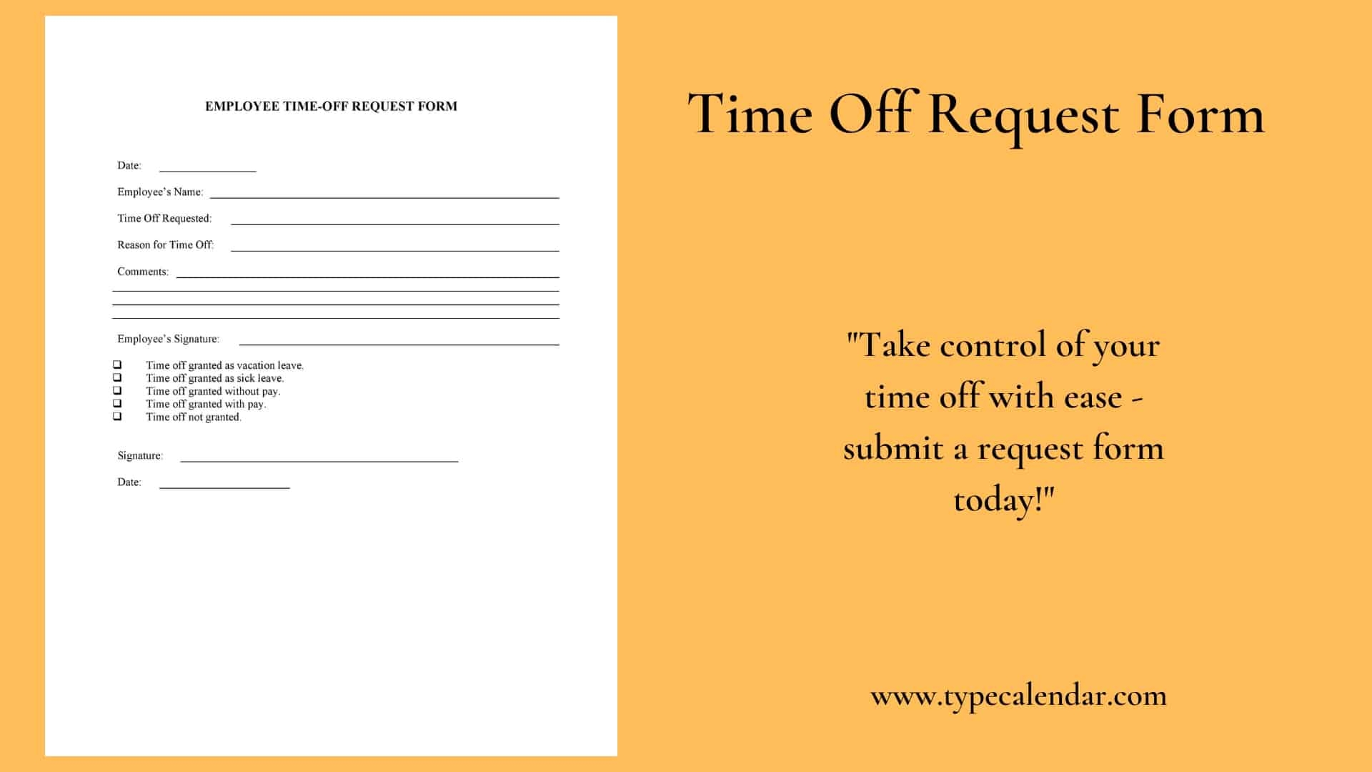 Time Off Request Form Template Excel