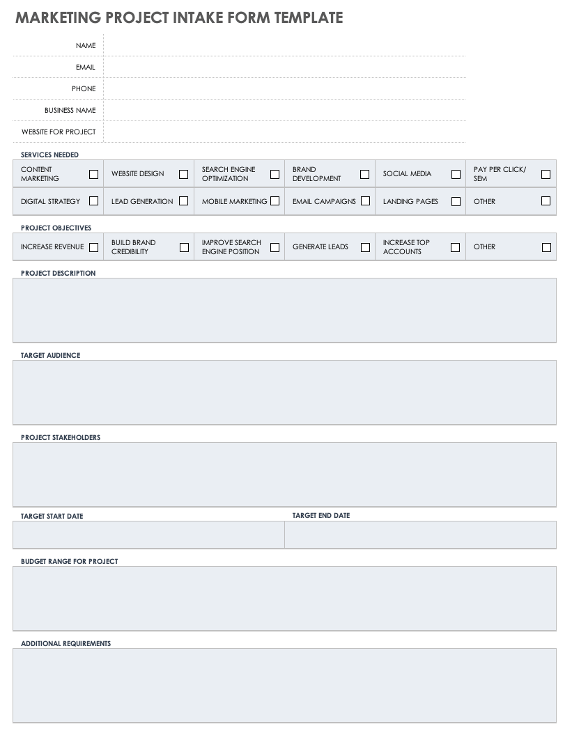 Free Project Intake Forms And Templates Smartsheet