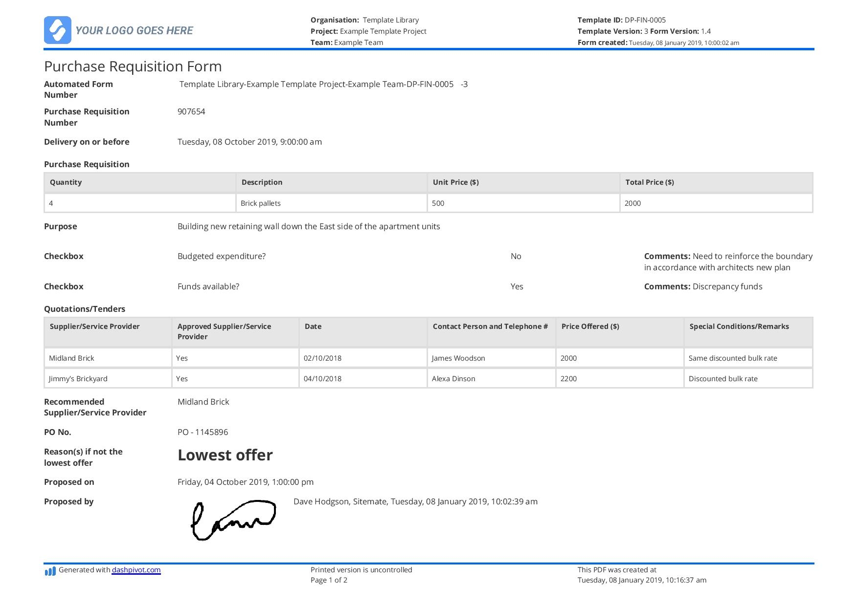 Job Requisition Form Template Excel