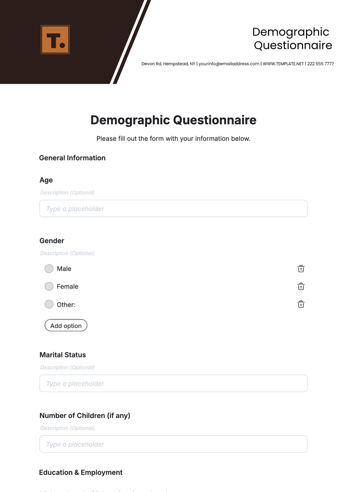 Free Questionnaire Templates To Edit Online