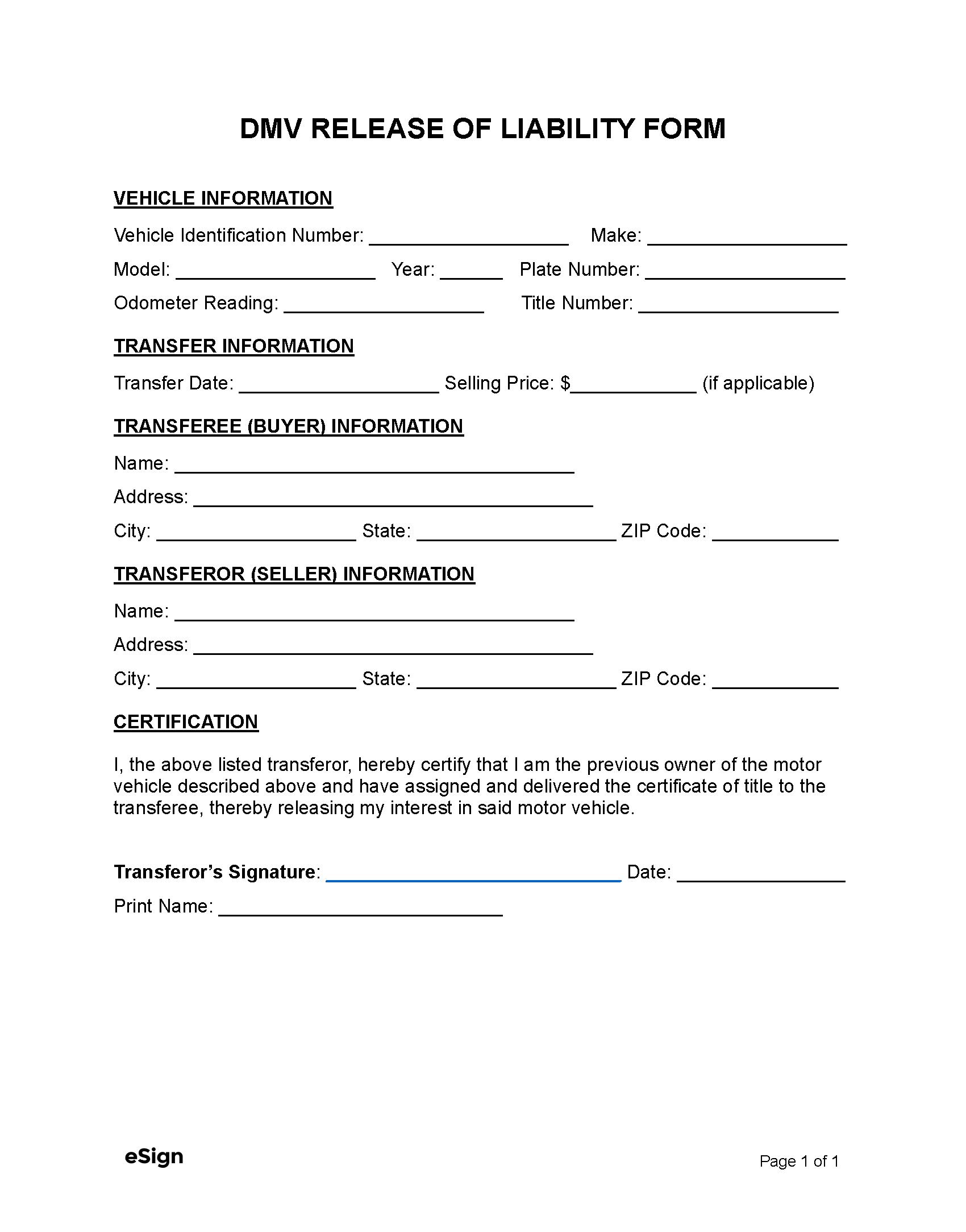 Liability Forms Template