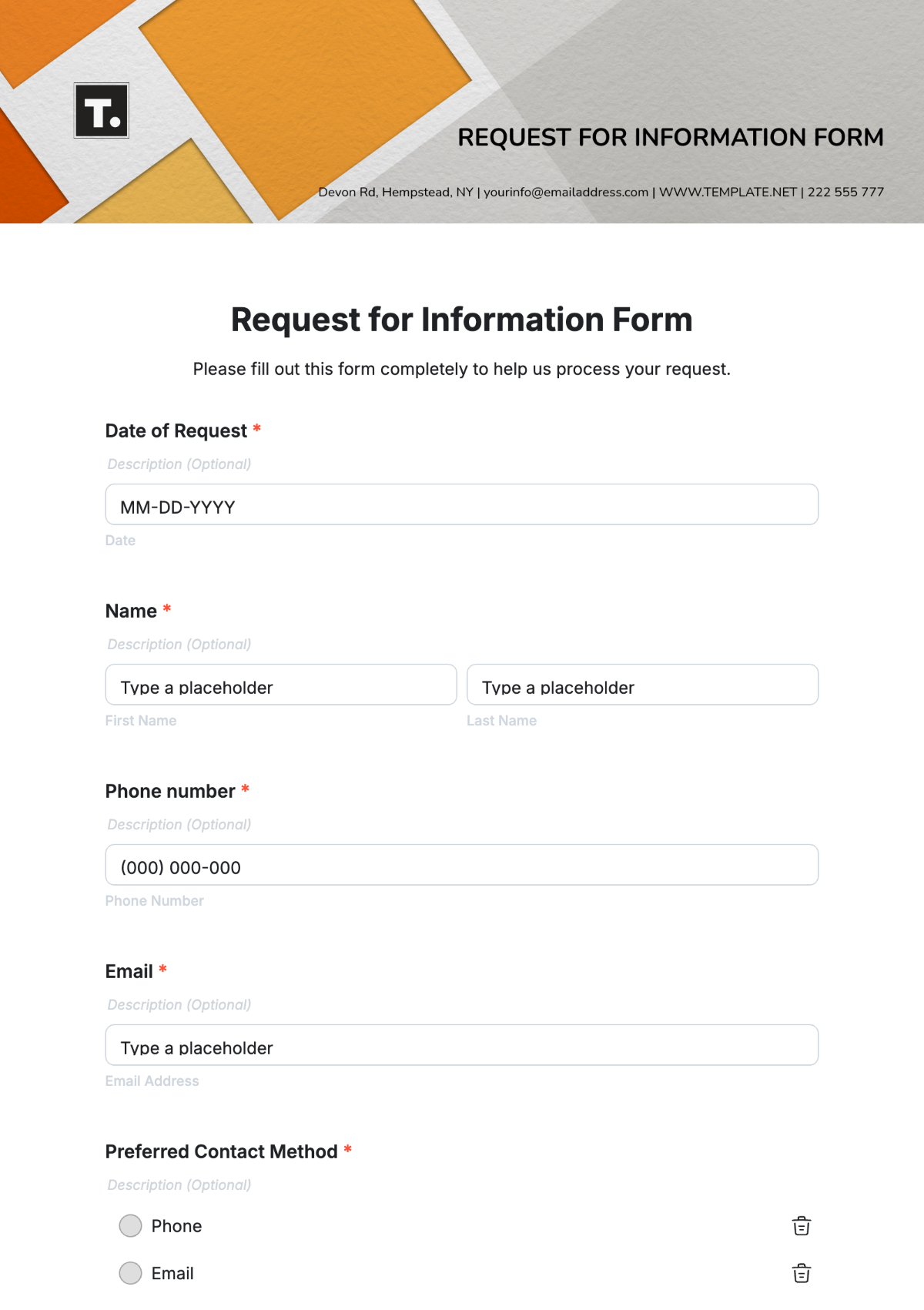 Free Request For Information Form Templates To Edit Online