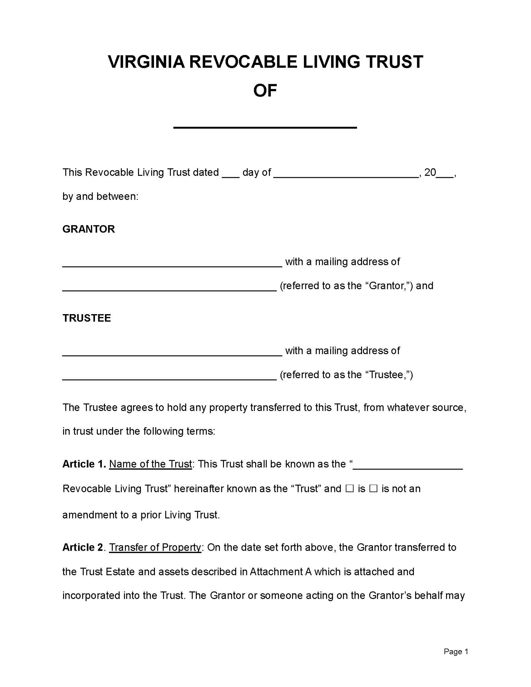 Trust Amendment Form Template