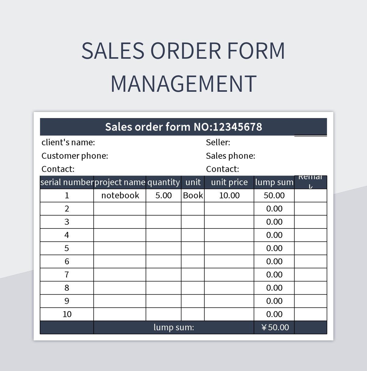Sales Order Form Template Word