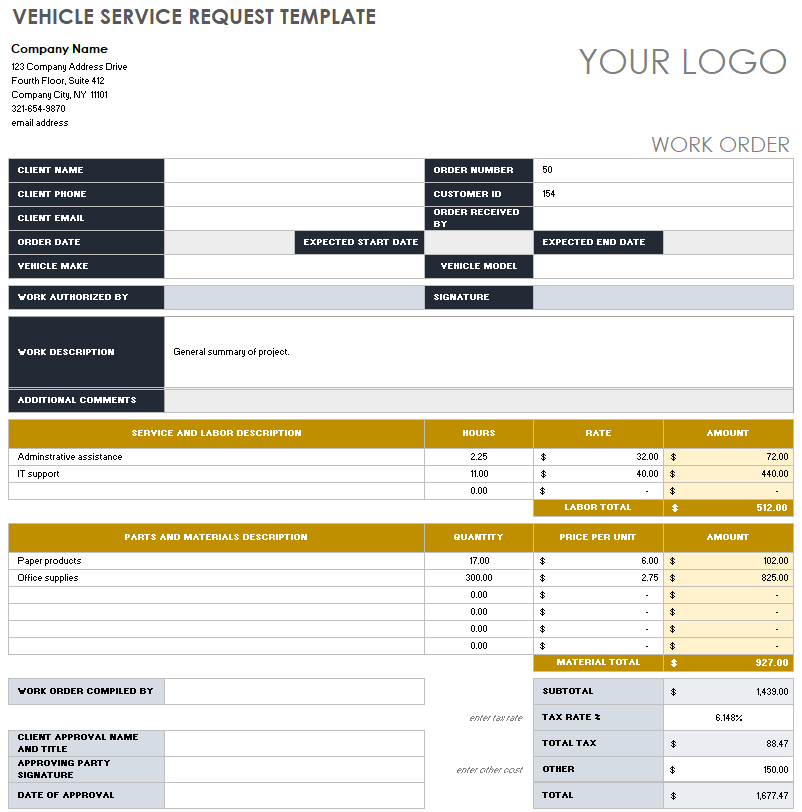 Free Service Request Forms And Templates Smartsheet