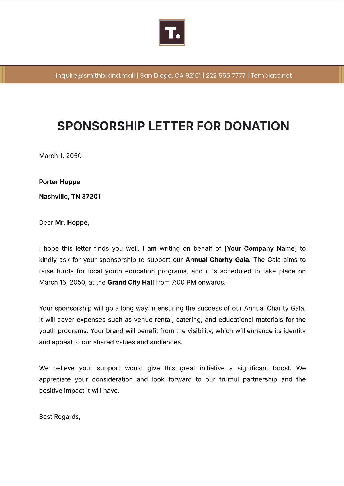Free Sponsorship Letter Templates Editable And Printable