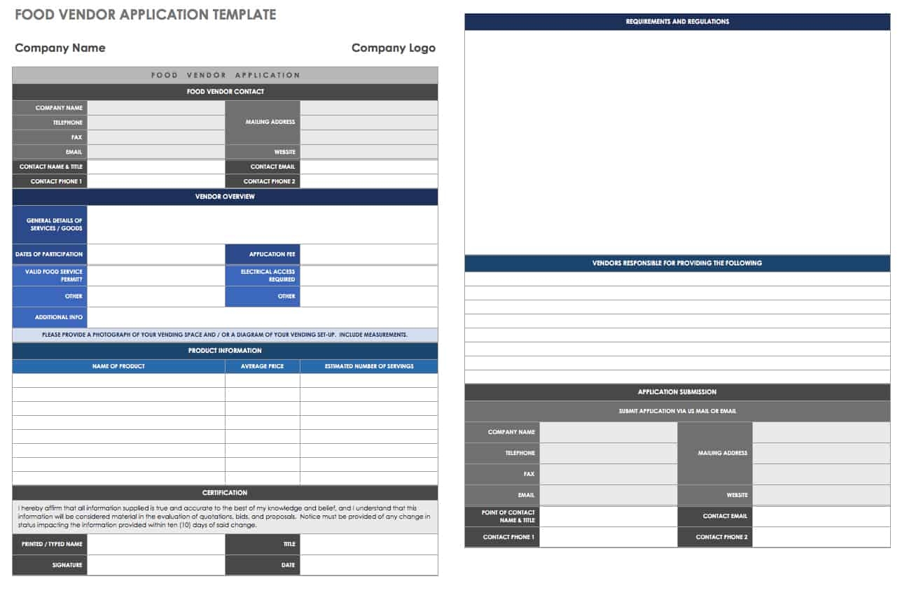 Free Vendor Application Forms U0026 Templates Smartsheet