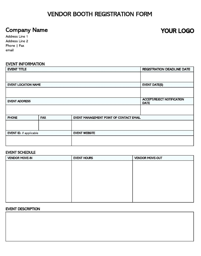 Free Vendor Registration Forms And Templates Editable 