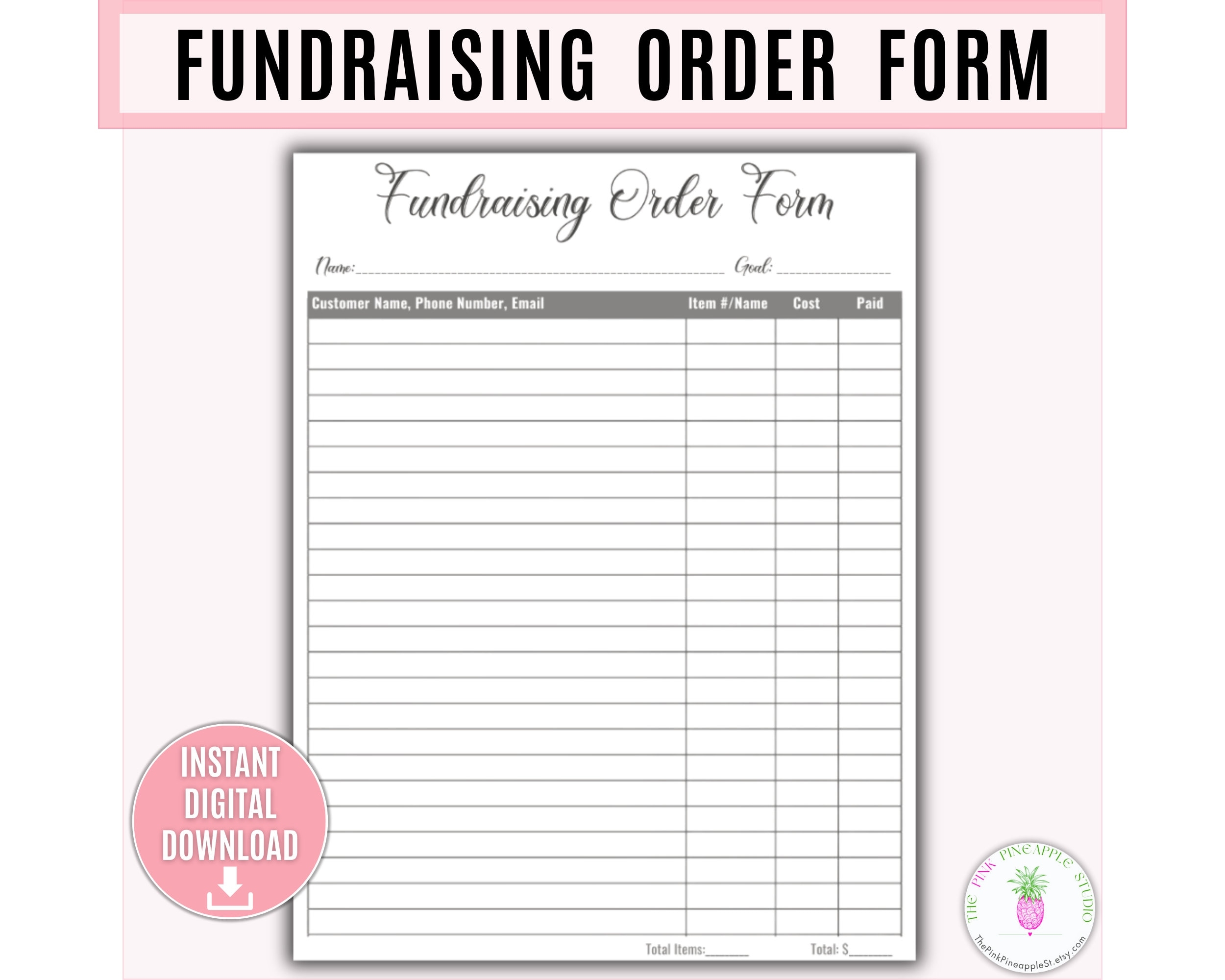 Fundraising Form Printable Template Sponsorship Form Fundraiser Form Sales Order Form Business Form Fillable Order Form Fill In Blank Etsy