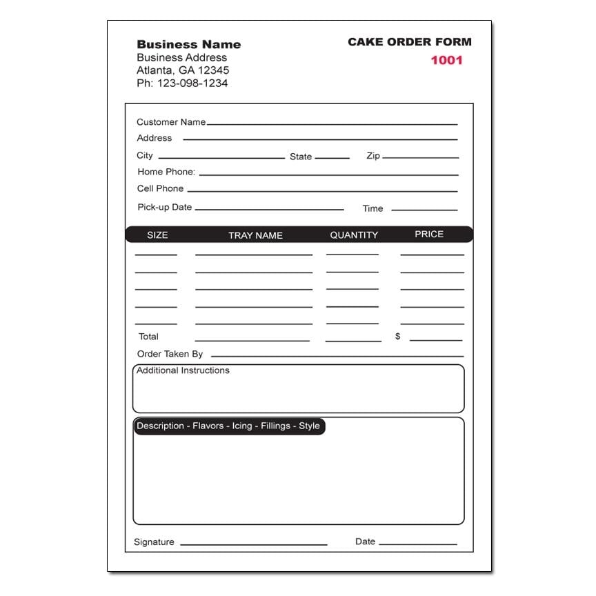 Baked Goods Order Form Template