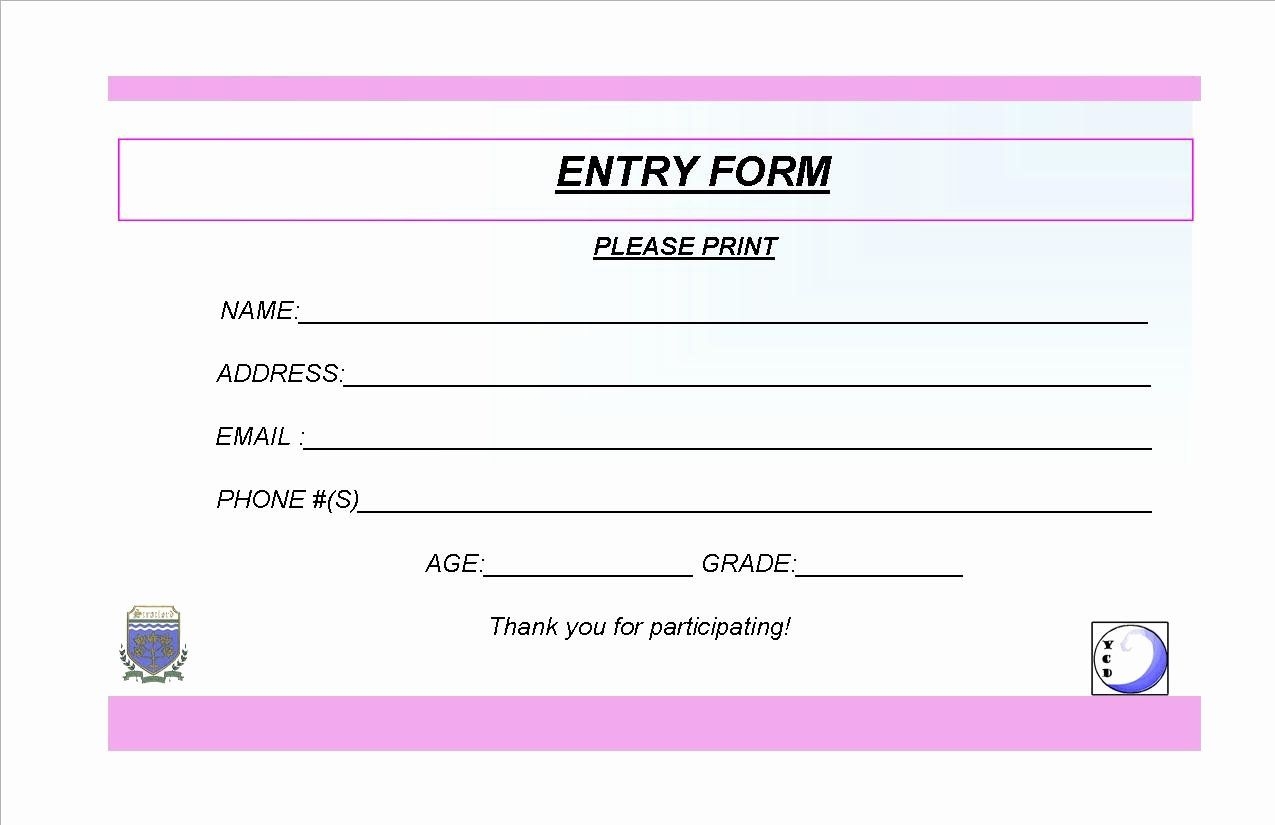 Giveaway Entry Form Printable
