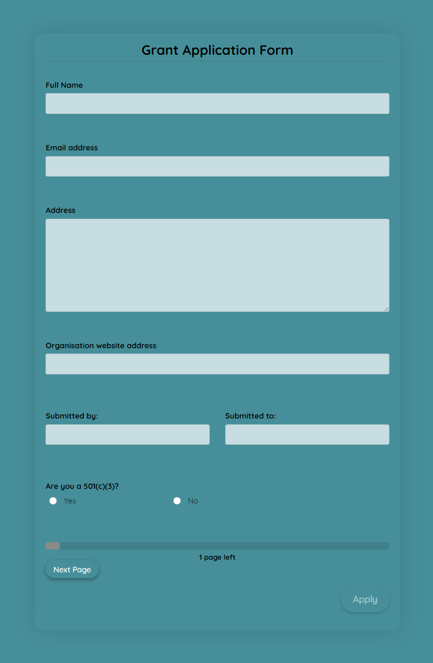 Grant Application Form Template Formplus
