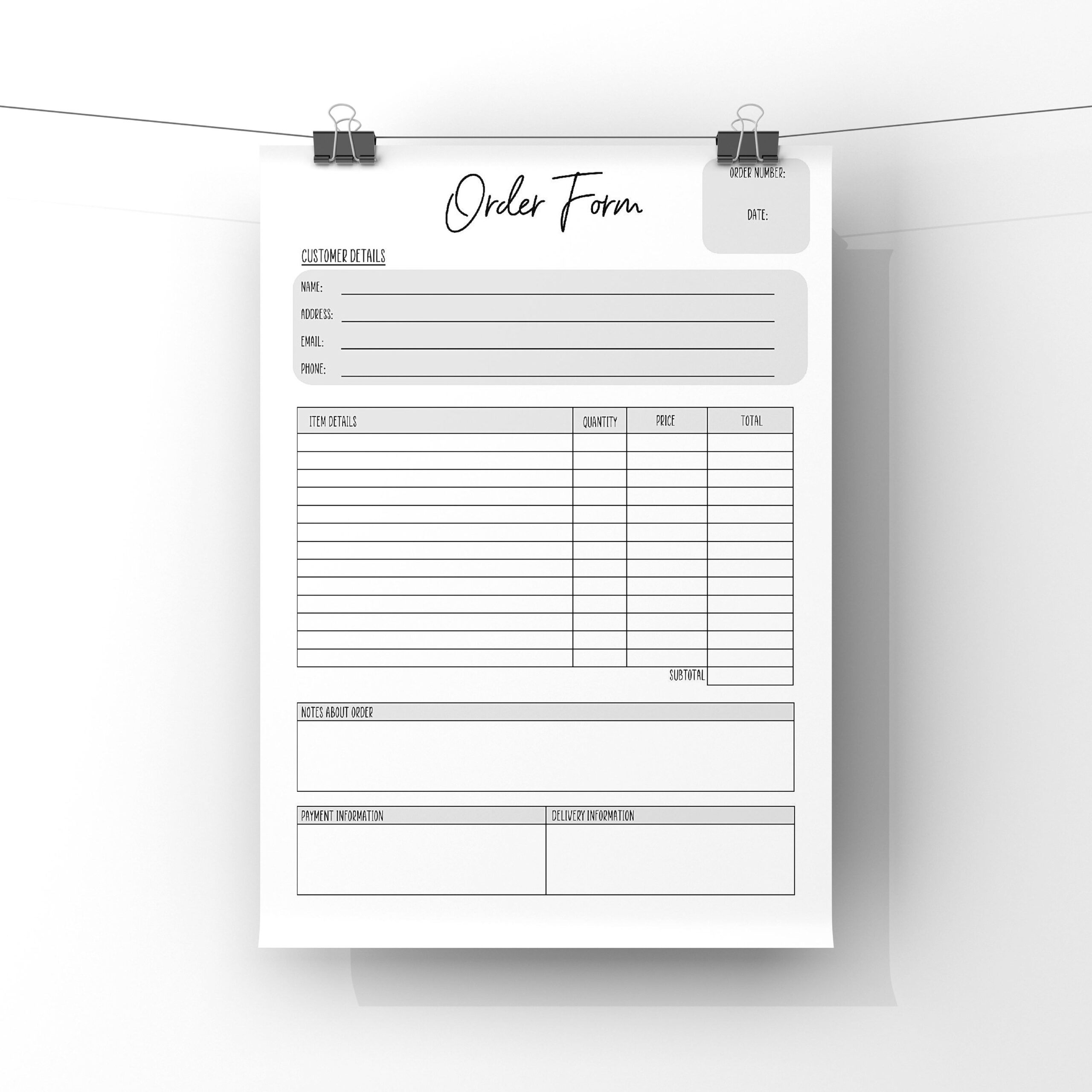 Order Form Template Word