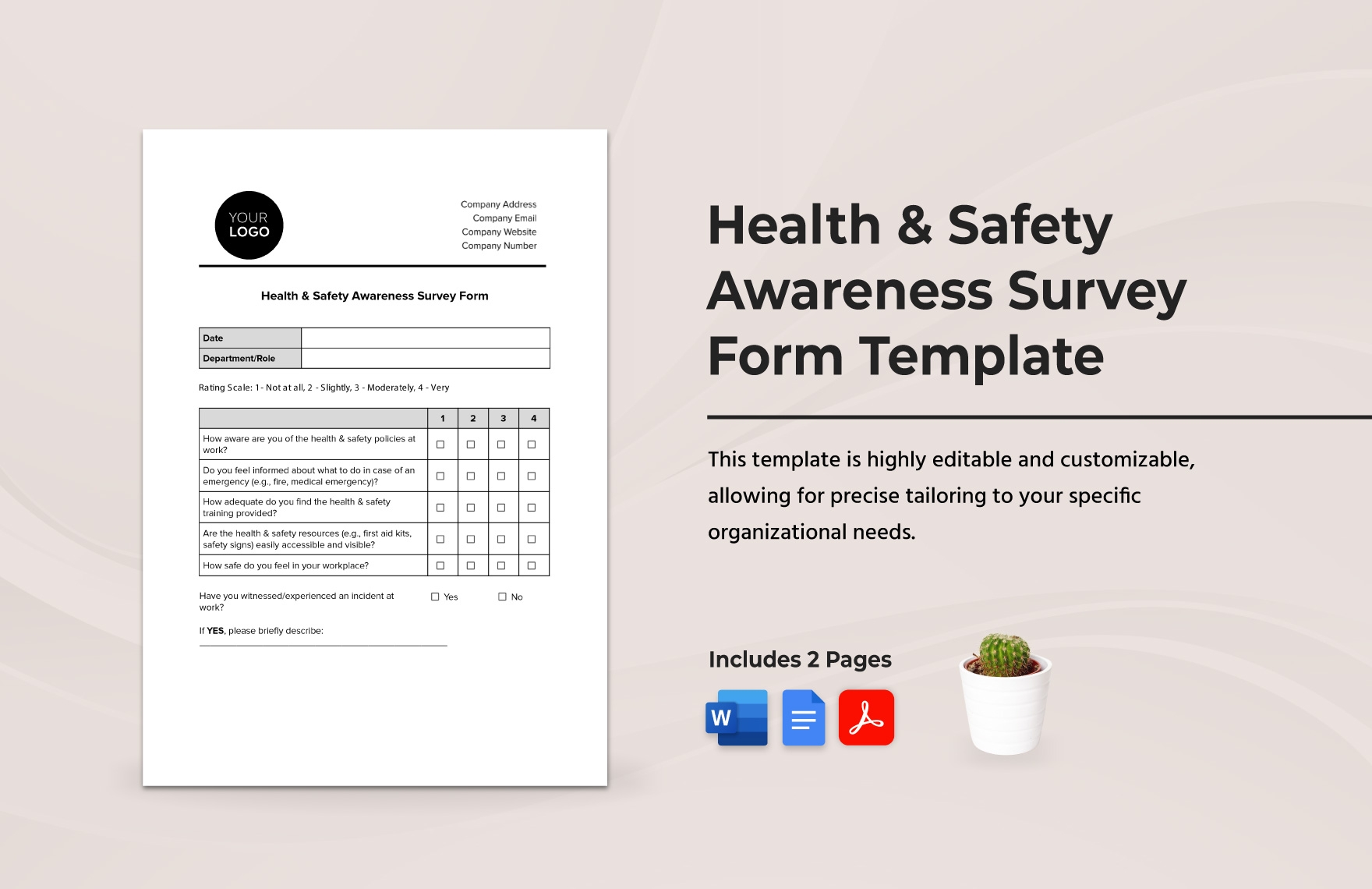 Health U0026 Safety Awareness Survey Form Template In Word PDF Google Docs Download Template