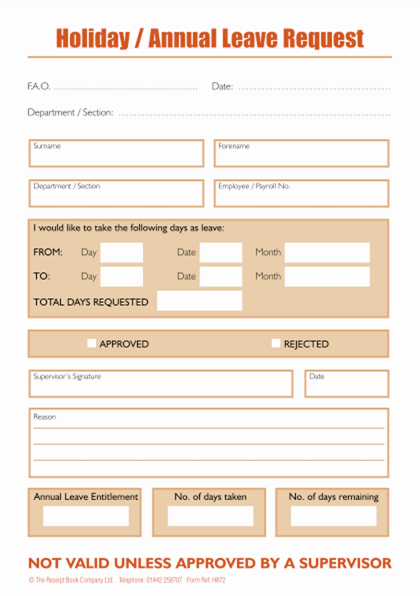 Holiday Request Form Template