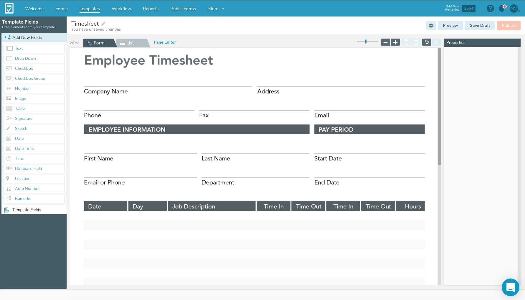 Fillable Form Template