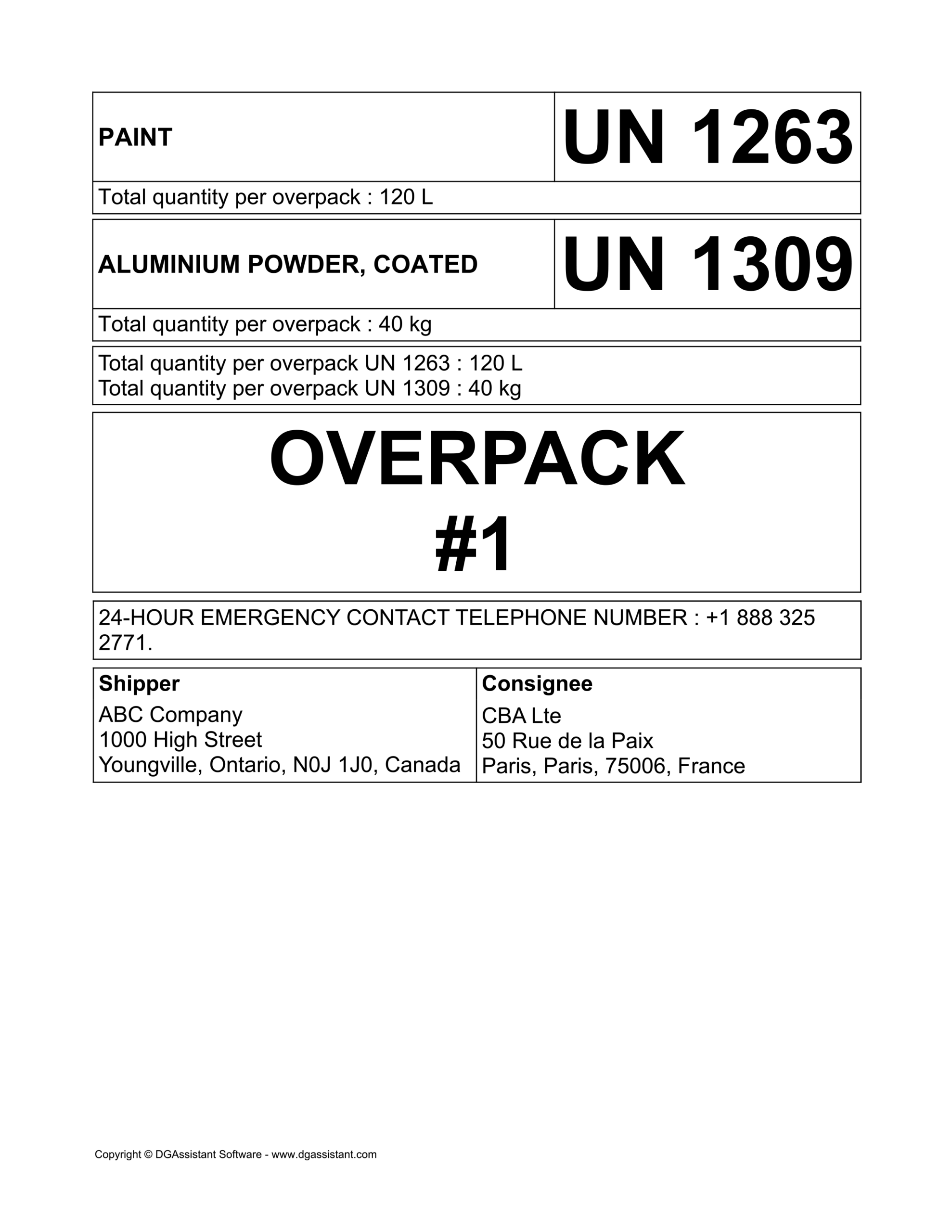 Dangerous Goods Declaration Form Template