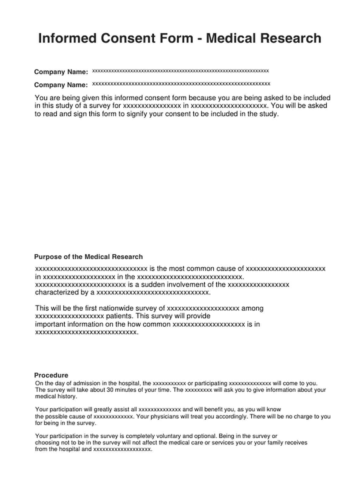 Informed Consent Form Medical Research U0026 Example Free PDF Download