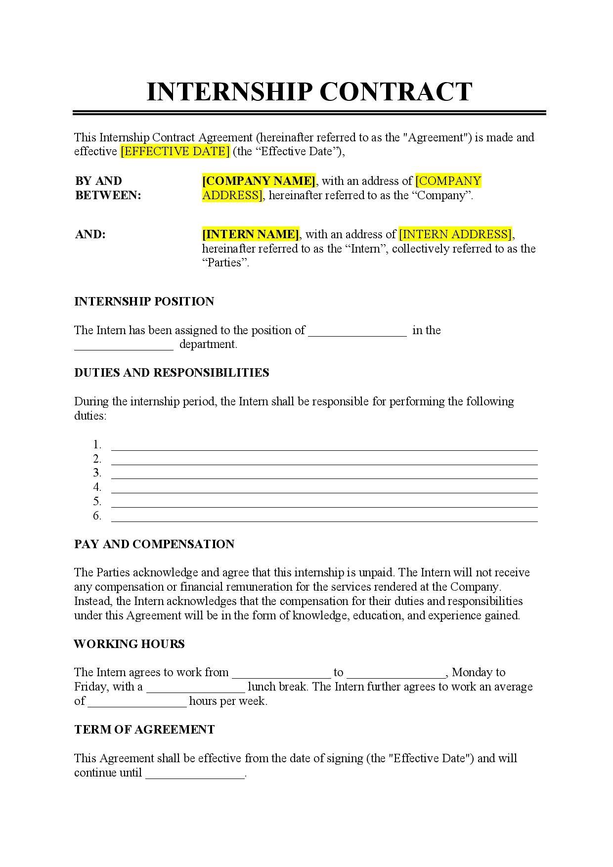 Contract Form Template