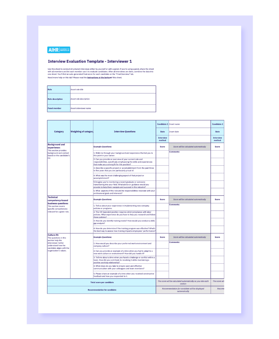 Interview Evaluation Form Template U0026 Guide FREE Download AIHR